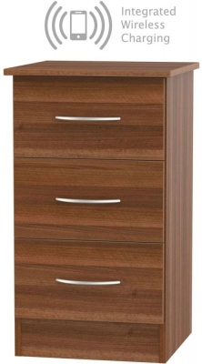 Product photograph of Avon 3 Drawer Bedside Cabinet With Integrated Wireless Charging from Choice Furniture Superstore