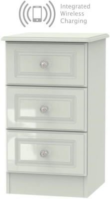 Balmoral High Gloss Kaschmir 3 Drawer Bedside Cabinet with Integrated Wireless Charging