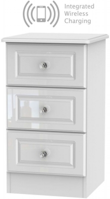 Balmoral High Gloss White 3 Drawer Bedside Cabinet with Integrated Wireless Charging