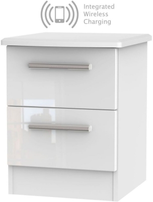 Knightsbridge 2 Drawer Bedside Cabinet with Integrated Wireless Charging