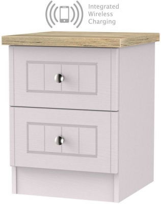 Product photograph of Vienna Kaschmir Ash 2 Drawer Bedside Cabinet With Integrated Wireless Charging from Choice Furniture Superstore