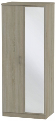 Product photograph of Devon Darkolino 2 Door Mirror Wardrobe from Choice Furniture Superstore
