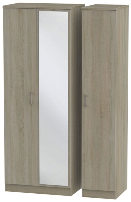 Product photograph of Devon Darkolino 3 Door Mirror Wardrobe from Choice Furniture Superstore