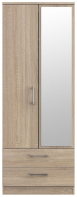 Product photograph of Devon 2 Door Tall Mirror Wardrobe from Choice Furniture Superstore
