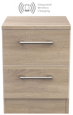 Product photograph of Devon 2 Drawer Bedside Cabinet With Integrated Wireless Charging from Choice Furniture Superstore