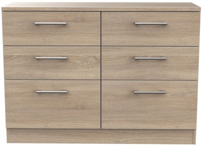 Product photograph of Devon Oak Effect 6 Drawer Midi Chest from Choice Furniture Superstore
