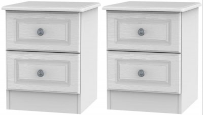 Product photograph of 2 X Pembroke White 2 Drawer Bedside Cabinet Pair from Choice Furniture Superstore