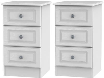Product photograph of 2 X Pembroke White 3 Drawer Beside Cabinet Pair from Choice Furniture Superstore