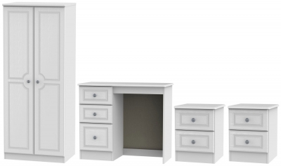 Product photograph of Pembroke White 4 Piece Bedroom Set With 2 Door Wardrobe from Choice Furniture Superstore