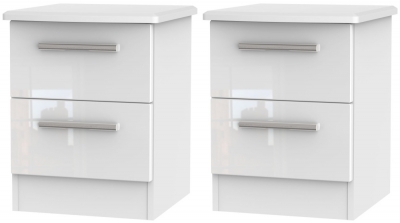 Product photograph of 2 X Knightsbridge White 2 Drawer Bedside Cabinet Pair from Choice Furniture Superstore