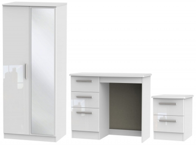 Product photograph of Knightsbridge White 3 Piece Bedroom Set With 2 Door Mirror Wardrobe from Choice Furniture Superstore