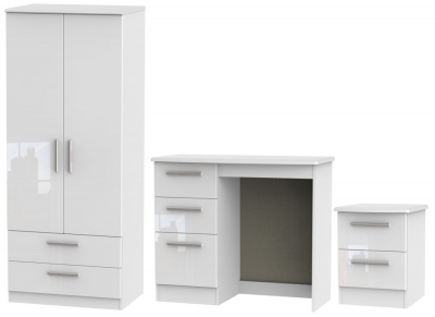 Product photograph of Knightsbridge White 3 Piece Bedroom Set With 2 Drawer Wardrobe from Choice Furniture Superstore