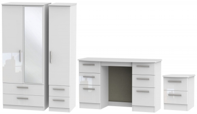 Product photograph of Knightsbridge White 3 Piece Bedroom Set With 3 Door Combi Wardrobe from Choice Furniture Superstore