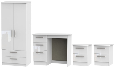 Product photograph of Knightsbridge White 4 Piece Bedroom Set With 2 Drawer Wardrobe from Choice Furniture Superstore