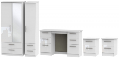 Product photograph of Knightsbridge White 4 Piece Bedroom Set With 3 Door Combi Wardrobe from Choice Furniture Superstore