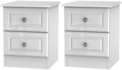 Product photograph of 2 X Pembroke White Gloss 2 Drawer Bedside Cabinet Pair from Choice Furniture Superstore