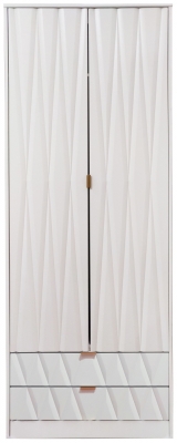 Product photograph of Diamond White 2 Door 2 Drawer Tall Wardrobe from Choice Furniture Superstore