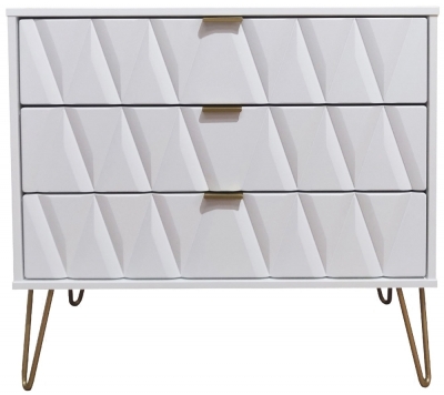 Product photograph of Diamond 3 Drawer Chest With Hairpin Legs - White from Choice Furniture Superstore