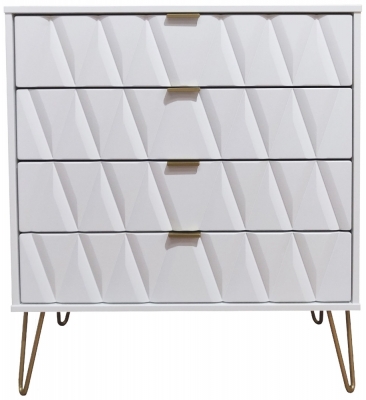 Product photograph of Diamond 4 Drawer Chest With Hairpin Legs - White from Choice Furniture Superstore