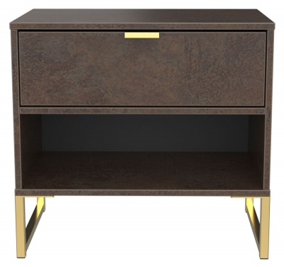 Diego Copper Gold 1 Drawer Midi Bedside Table