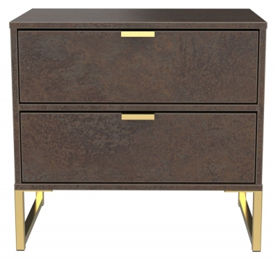 Diego Copper Gold 2 Drawer Bedside Cabinet