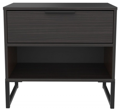 Diego Black 1 Drawer Midi Bedside Table