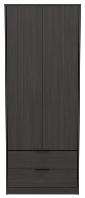 Product photograph of Diego Black 2 Door 2 Drawer Tall Wardrobe from Choice Furniture Superstore