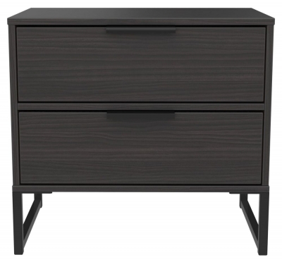 Diego Black 2 Drawer Bedside Cabinet