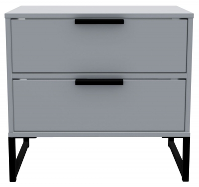 Diego Grey 2 Drawer Bedside Cabinet