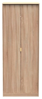 Product photograph of Diamond Oak Effect 2 Door Plain Tall Wardrobe from Choice Furniture Superstore