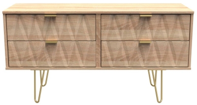 Product photograph of Diamond Oak Effect Bed Box With Gold Hairpin Legs from Choice Furniture Superstore