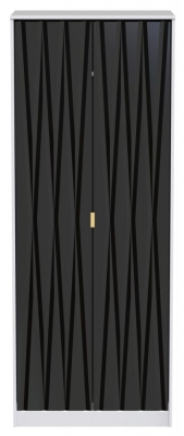 Product photograph of Diamond Black And White 2 Door Plain Tall Wardrobe from Choice Furniture Superstore