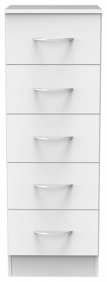 Product photograph of Avon White 5 Drawer Narrow Chest from Choice Furniture Superstore