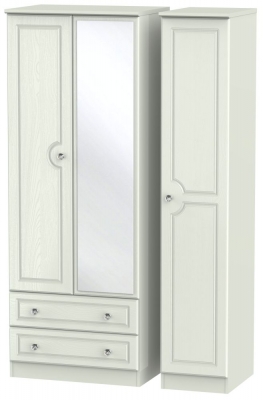 Product photograph of Crystal Cashmere 3 Door Tall Combi Wardrobe - 1 Mirror And Lhf 2 Drawers from Choice Furniture Superstore