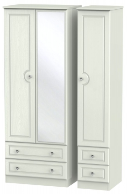 Product photograph of Crystal Cashmere 3 Door Tall Combi Wardrobe - 1 Mirror from Choice Furniture Superstore