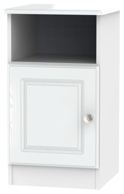 Product photograph of Crystal White 1 Door Bedside Cabinet from Choice Furniture Superstore