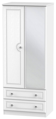 Product photograph of Crystal White 2 Door 2 Drawer Mirror Wardrobe - 1 Mirror from Choice Furniture Superstore