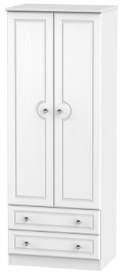 Product photograph of Crystal White 2 Door 2 Drawer Tall Wardrobe from Choice Furniture Superstore