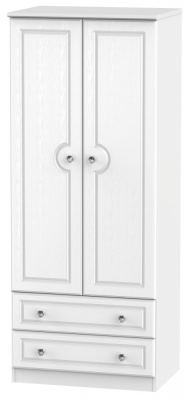 Product photograph of Crystal White 2 Door 2 Drawer Double Wardrobe from Choice Furniture Superstore