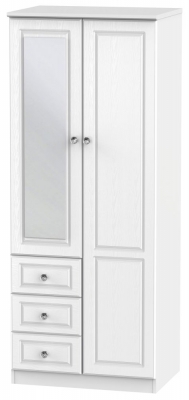 Product photograph of Crystal White 2 Door Combi Wardrobe - 1 Mirror Rhf 3 Drawers from Choice Furniture Superstore