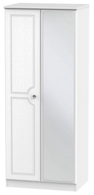 Product photograph of Crystal White 2 Door Wardrobe - 1 Mirror from Choice Furniture Superstore