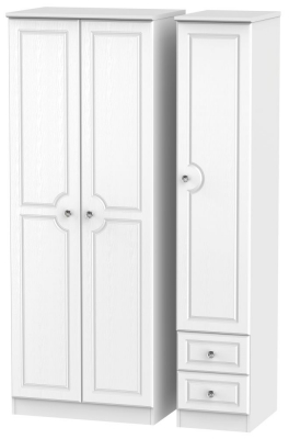 Product photograph of Crystal White Ash 3 Door 2 Right Drawer Tall Plain Wardrobe from Choice Furniture Superstore