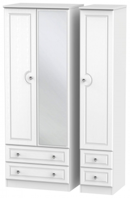 Product photograph of Crystal 3 Door 4 Drawer Tall Mirror Wardrobe from Choice Furniture Superstore