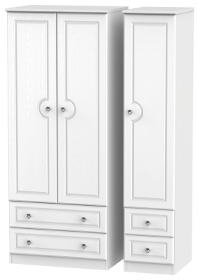 Product photograph of Crystal White Ash 3 Door 4 Drawer Wardrobe from Choice Furniture Superstore