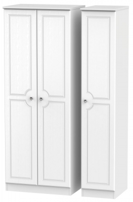 Product photograph of Crystal White 3 Door Tall Triple Wardrobe from Choice Furniture Superstore