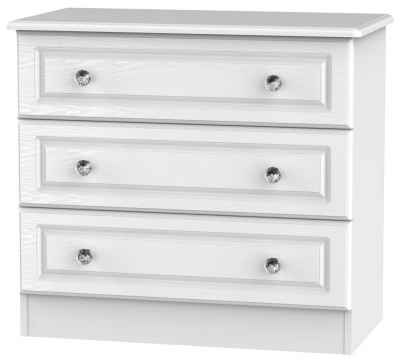 Product photograph of Crystal White 3 Drawer Small Chest from Choice Furniture Superstore