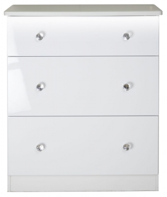 Product photograph of Lumiere White Gloss 3 Drawer Deep Chest from Choice Furniture Superstore