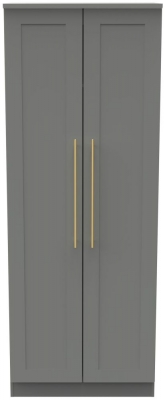 Product photograph of Haworth Grey 2 Door Plain Tall Wardrobe from Choice Furniture Superstore