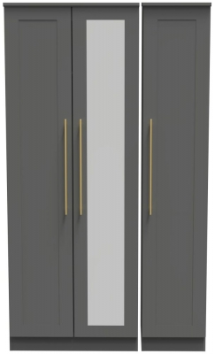 Product photograph of Haworth Grey 3 Door Tall Triple Wardrobe - 1 Mirror from Choice Furniture Superstore