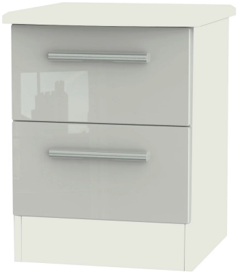 Product photograph of Clearance - Knightsbridge 2 Drawer Bedside Cabinet High Gloss Kaschmir - Fss12661 from Choice Furniture Superstore